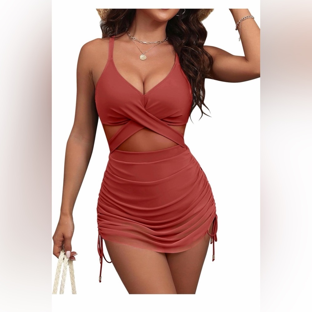 🆕 Mesh One Piece Swimsuit Modest Tummy Control Bathing Suit